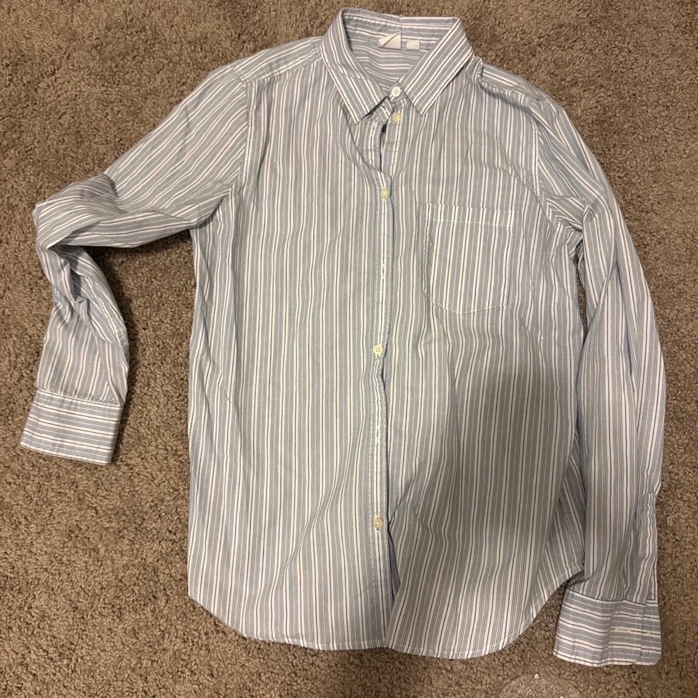 Gap Blue & White Striped Button-Down Shirt | XS